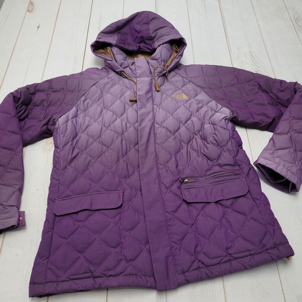 The North Face 550 Down filled purple ombre puffer coat jacket winter snow XL